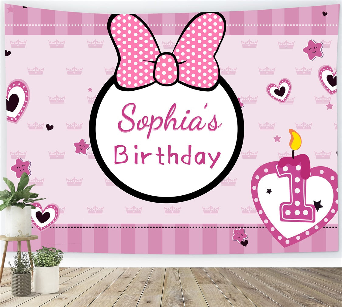 Personalisierte Backdrop Geburtstag 1. Rosa Schleife Feier Backdrop LXX1-248