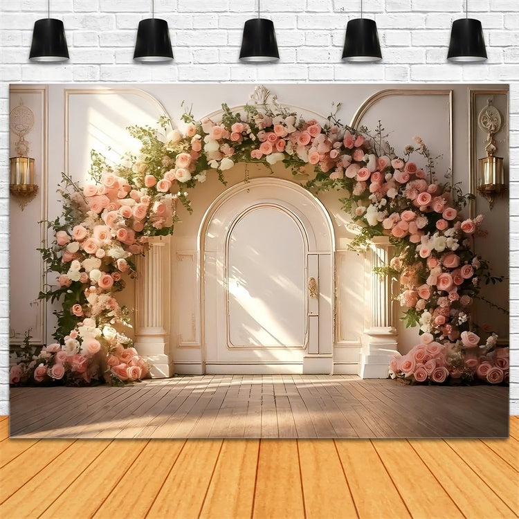 Haustierfotografie Backdrop Soft Blush Floral Arch Backdrop LXX1-253