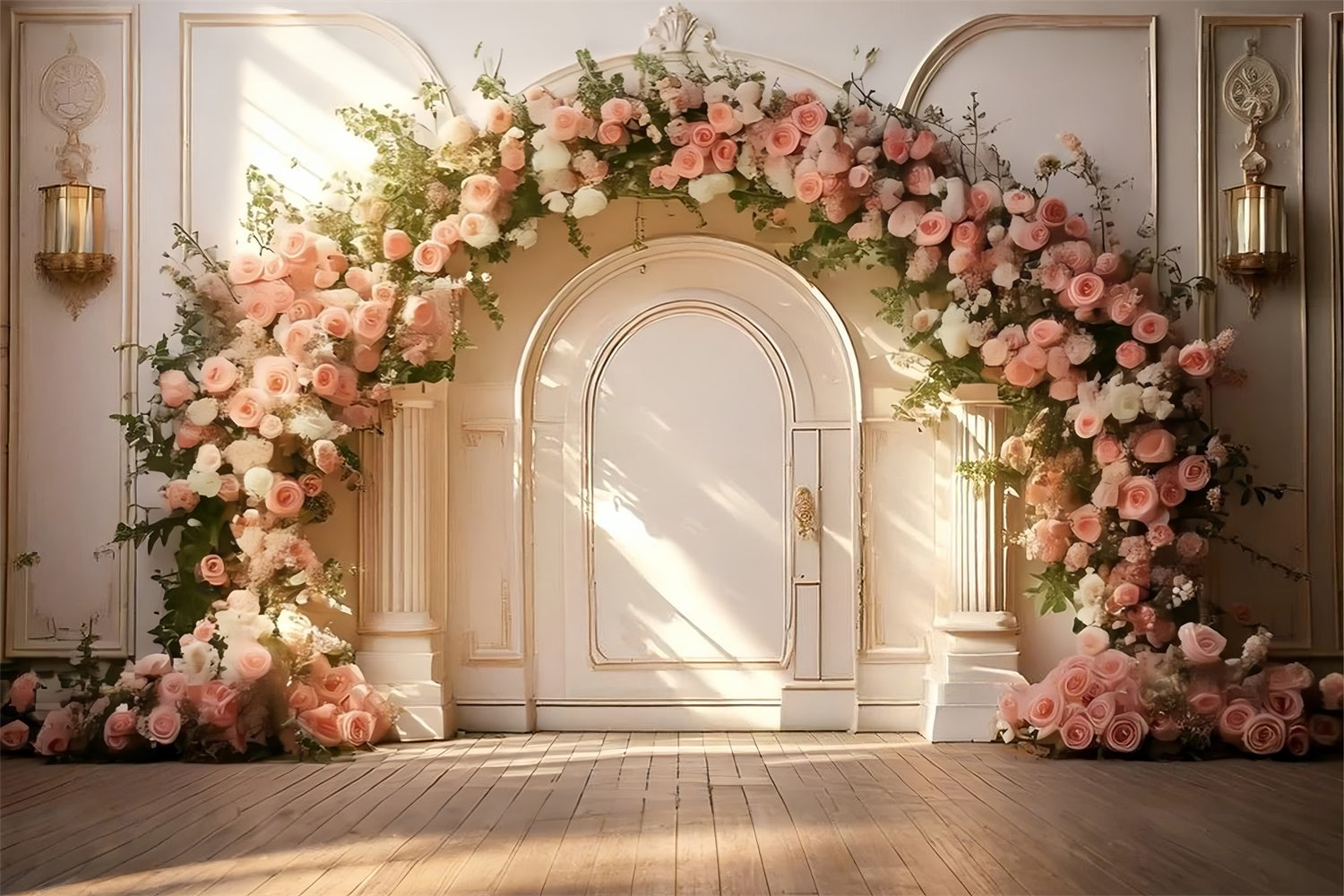 Haustierfotografie Backdrop Soft Blush Floral Arch Backdrop LXX1-253