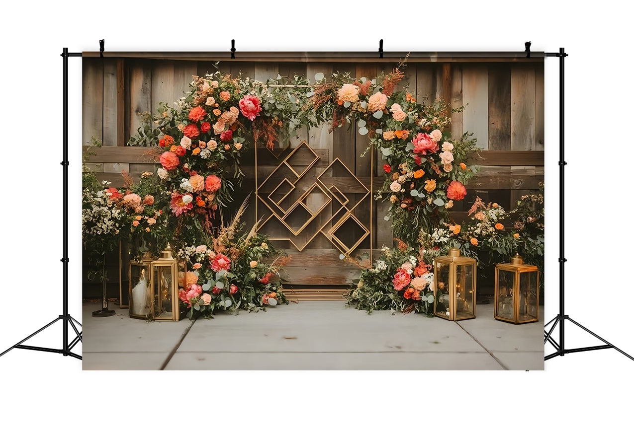 Tierfotografie Backdrops Blumenbogen Goldener Rahmen Backdrop LXX1-258
