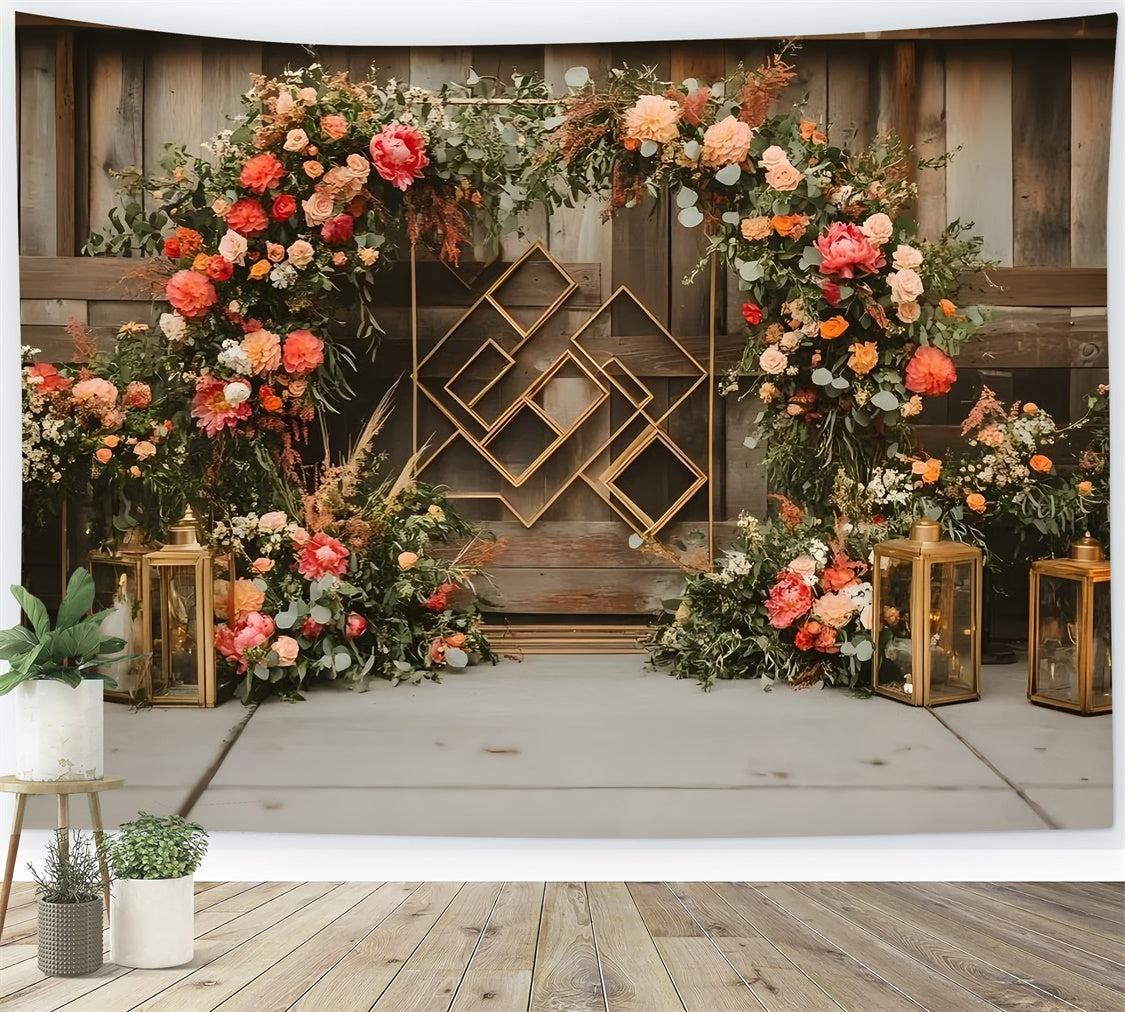 Tierfotografie Backdrops Blumenbogen Goldener Rahmen Backdrop LXX1-258