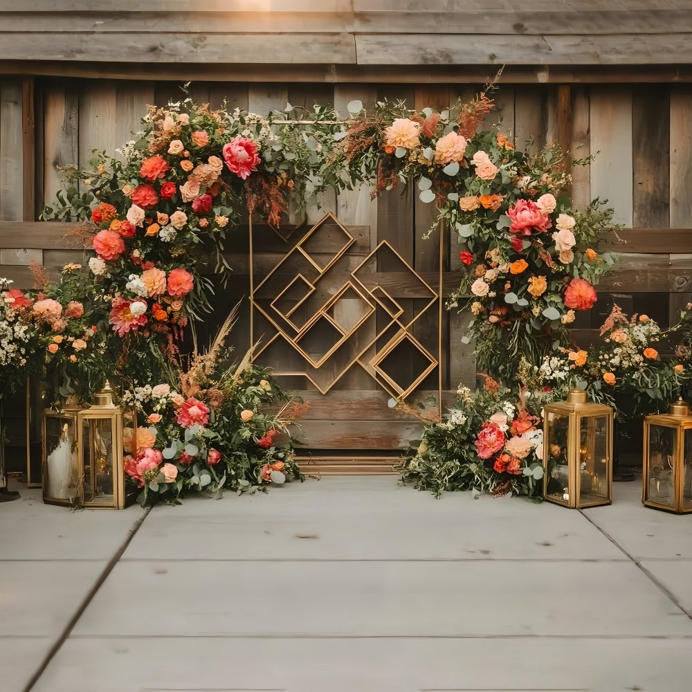 Tierfotografie Backdrops Blumenbogen Goldener Rahmen Backdrop LXX1-258