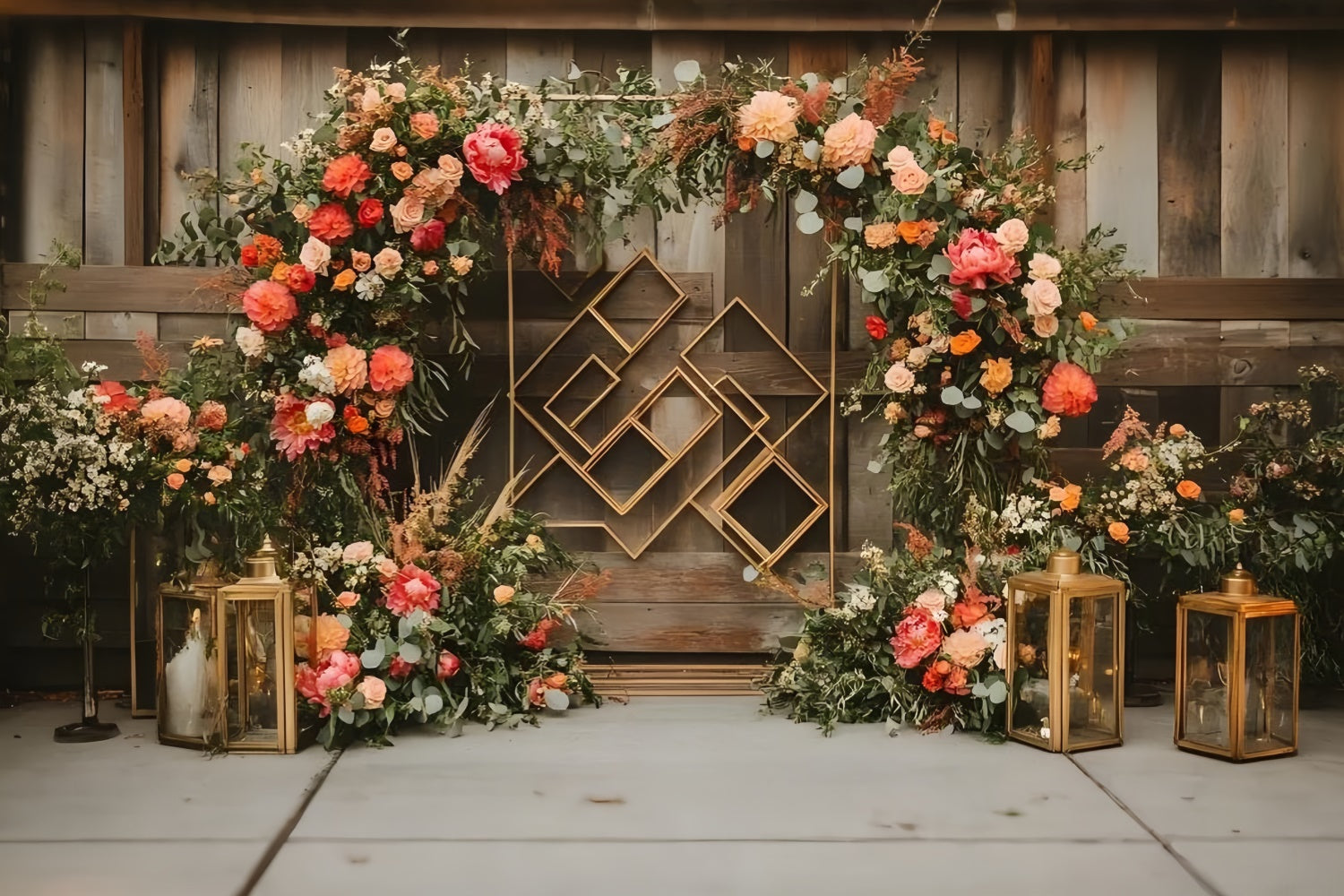 Tierfotografie Backdrops Blumenbogen Goldener Rahmen Backdrop LXX1-258