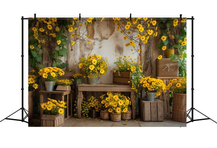 Haustierfotografie Hintergrund Rustikaler Gelber Blumenhintergrund LXX1-262