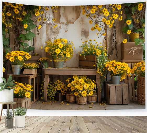 Haustierfotografie Hintergrund Rustikaler Gelber Blumenhintergrund LXX1-262