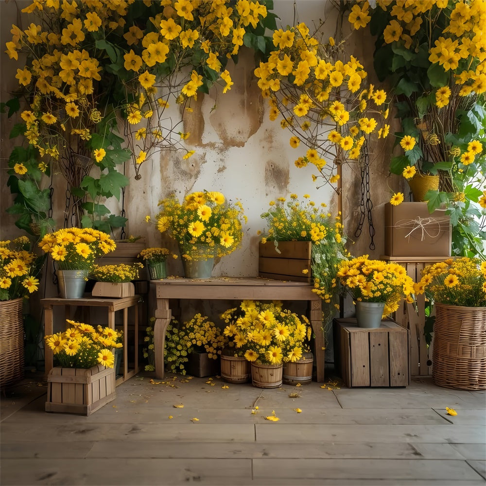 Haustierfotografie Hintergrund Rustikaler Gelber Blumenhintergrund LXX1-262