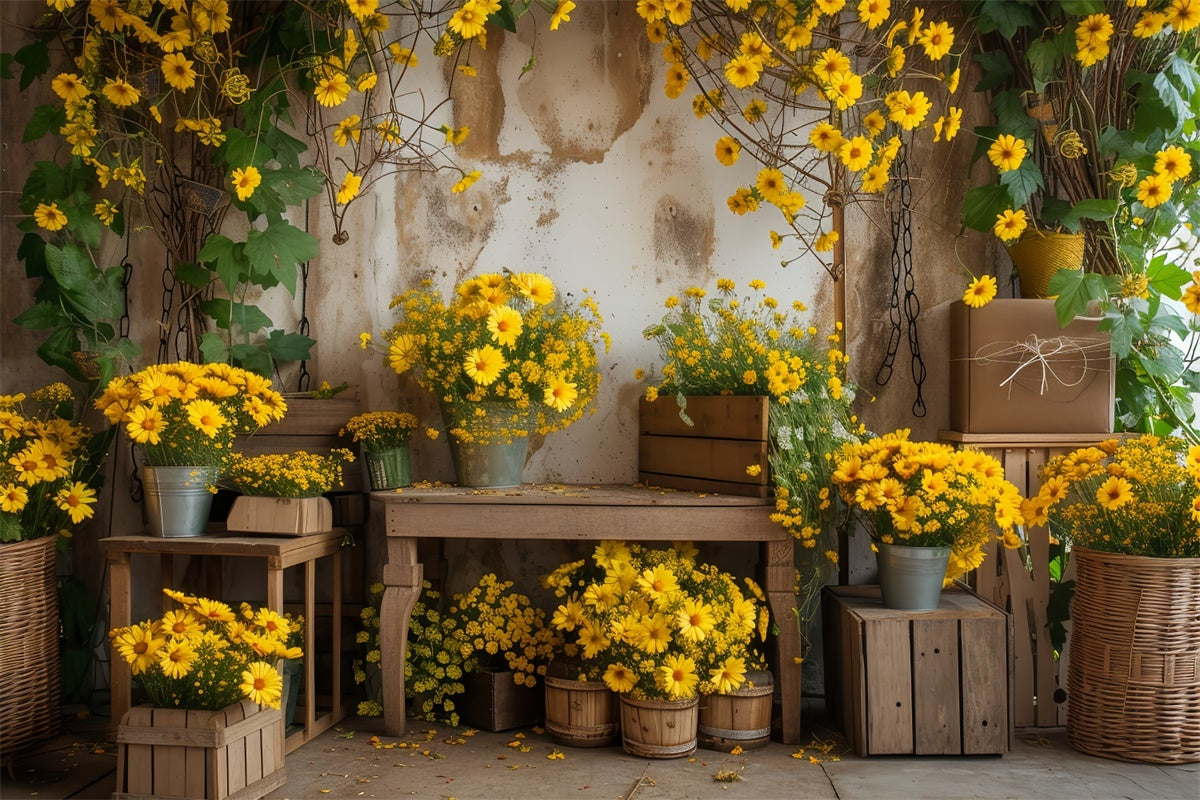 Haustierfotografie Hintergrund Rustikaler Gelber Blumenhintergrund LXX1-262