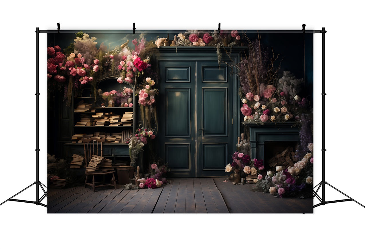 Haustierfotografie Hintergrundkulissen Gemütliches Arbeitszimmer Rosa Blume Hintergrund LXX1-263