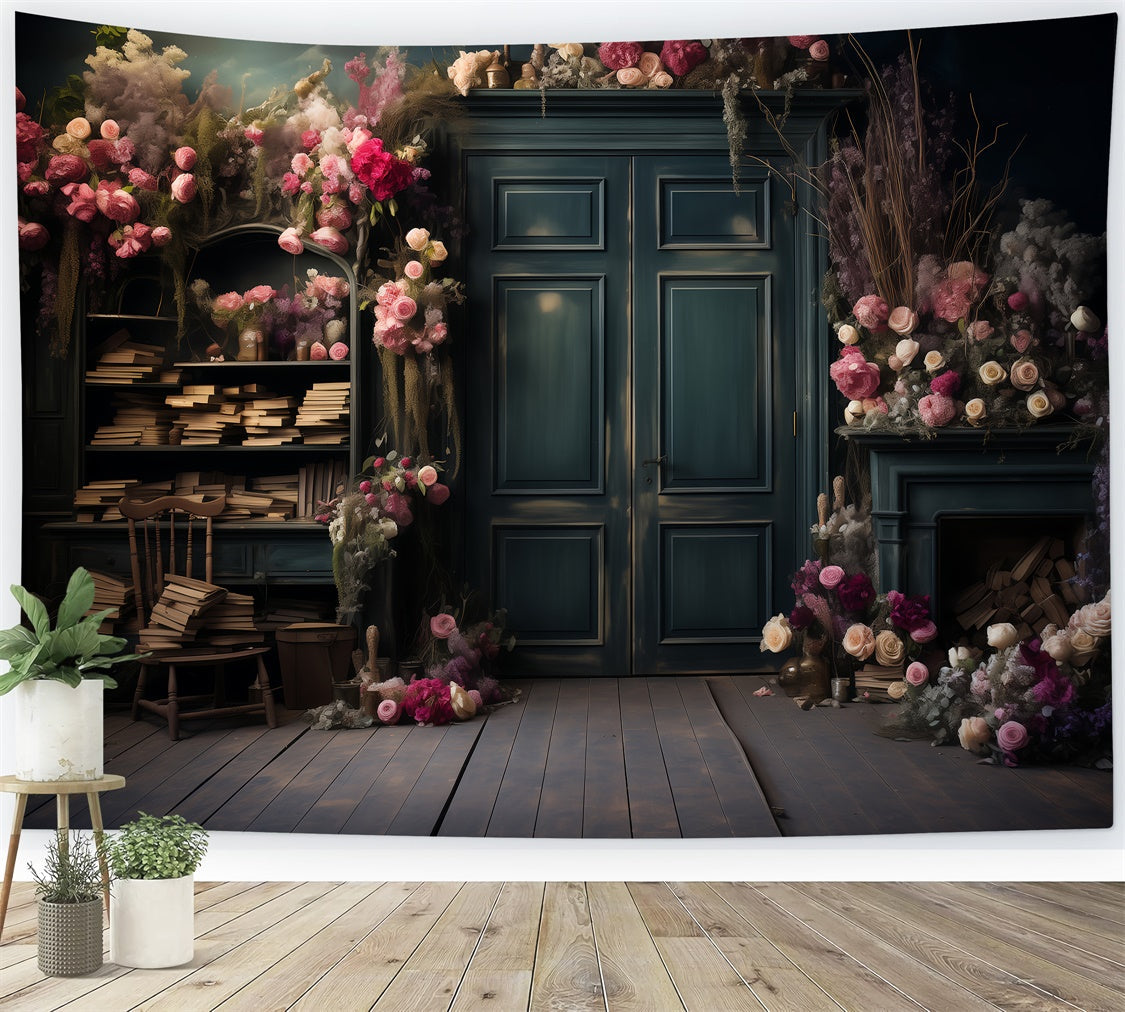 Haustierfotografie Hintergrundkulissen Gemütliches Arbeitszimmer Rosa Blume Hintergrund LXX1-263