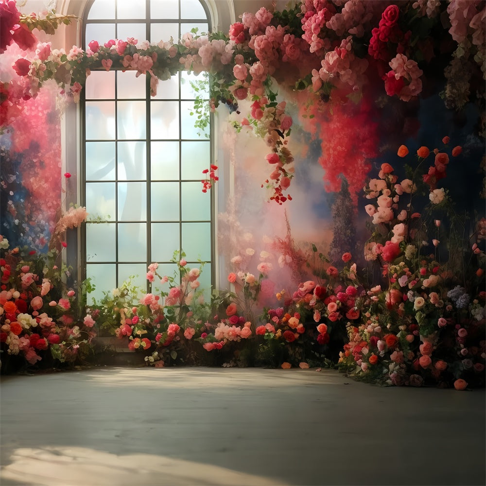 Backdrop Haustier Romantischer Fensterblick Floral Hintergrund LXX1-264