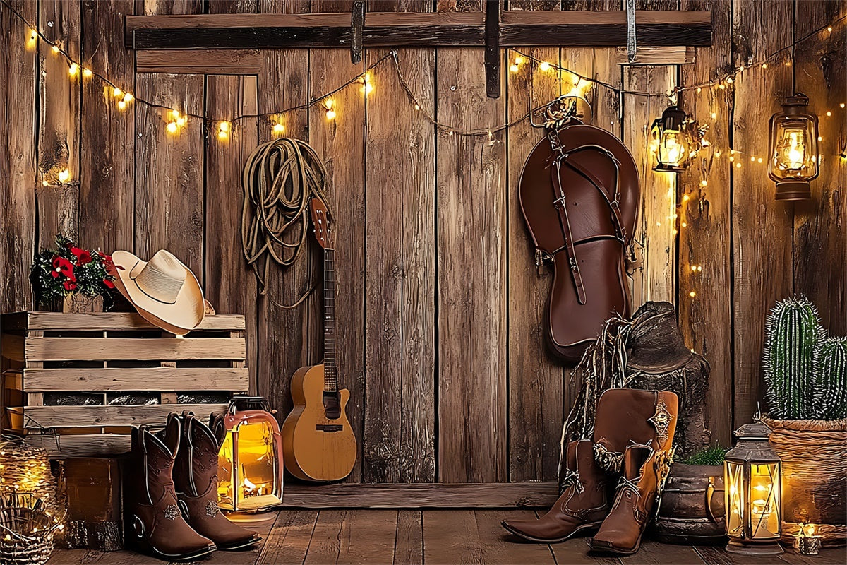Backdrop für Haustiere Country Gitarre Sattel Laterne Backdrop LXX1-265