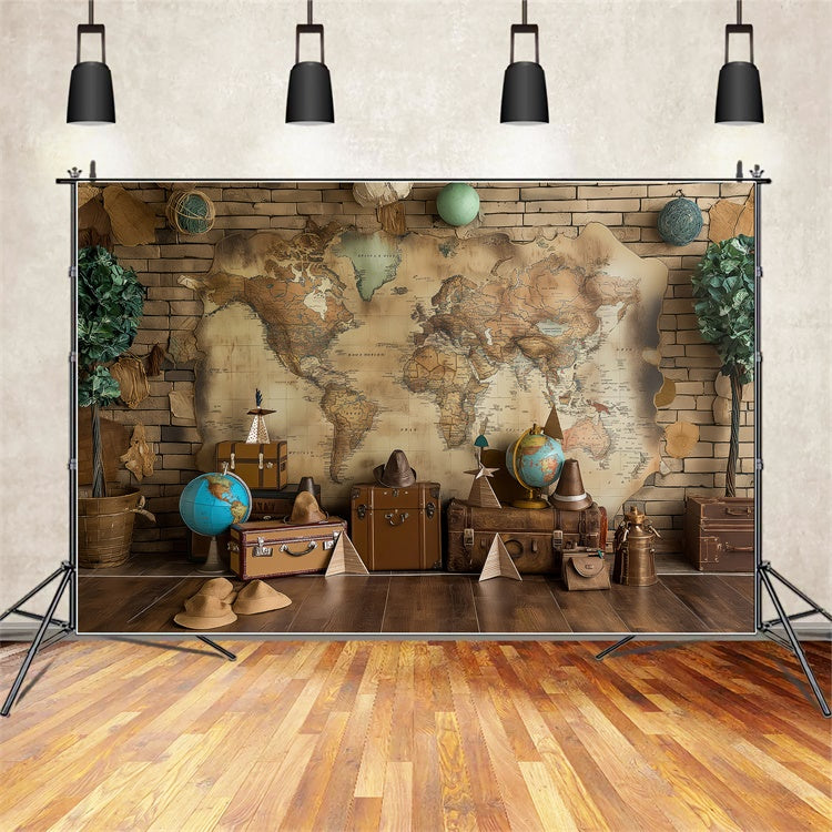 Backdrop Haustier Rustikale Reiseabenteuer Karte Backdrop LXX1-266