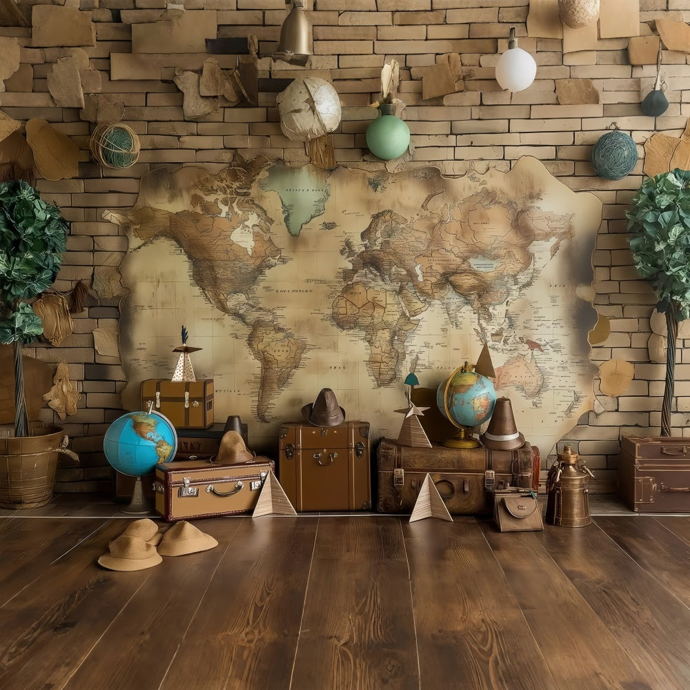 Backdrop Haustier Rustikale Reiseabenteuer Karte Backdrop LXX1-266