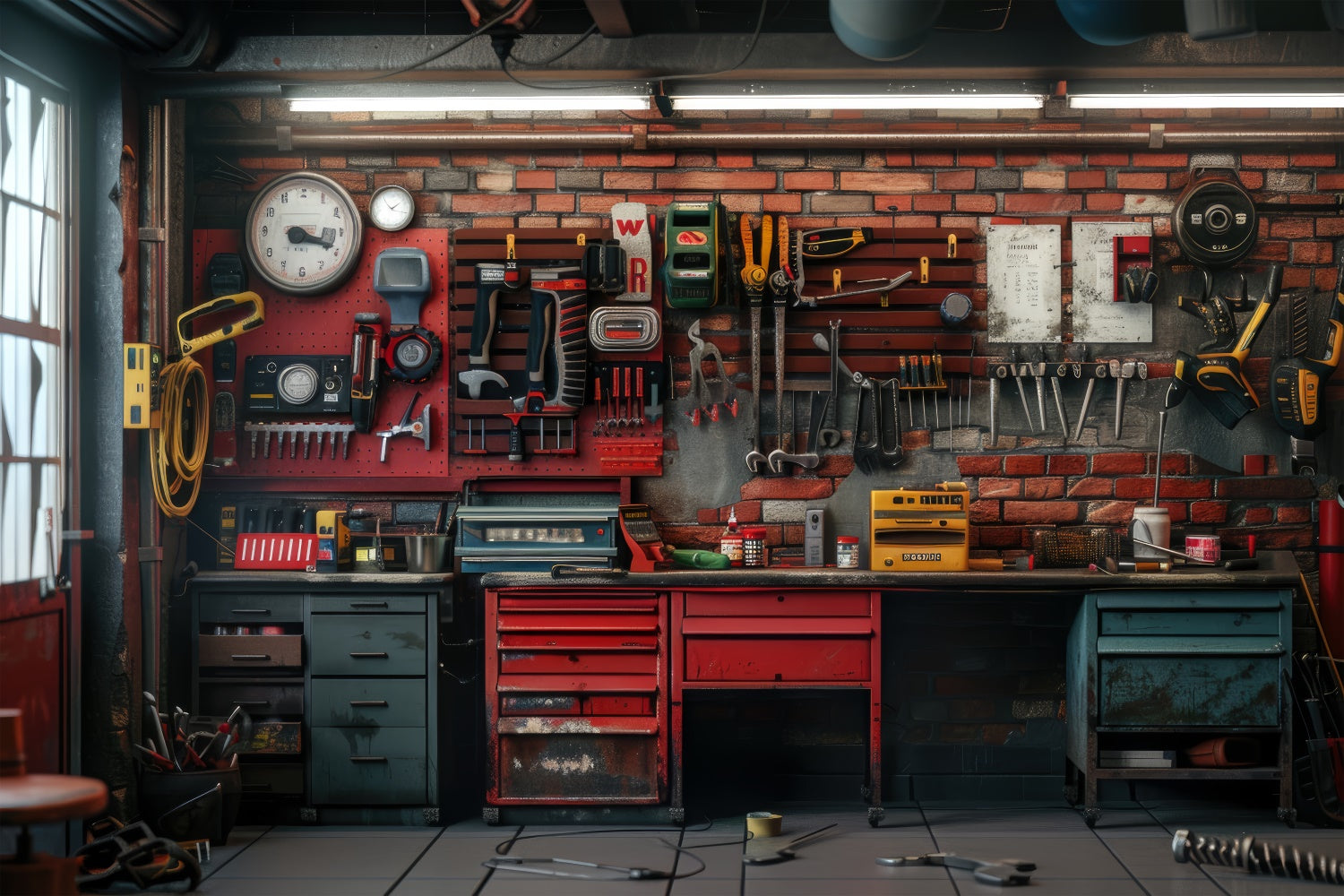Haustierfotografie Hintergrund Moderne Werkzeugwand Garage Hintergrund LXX1-268
