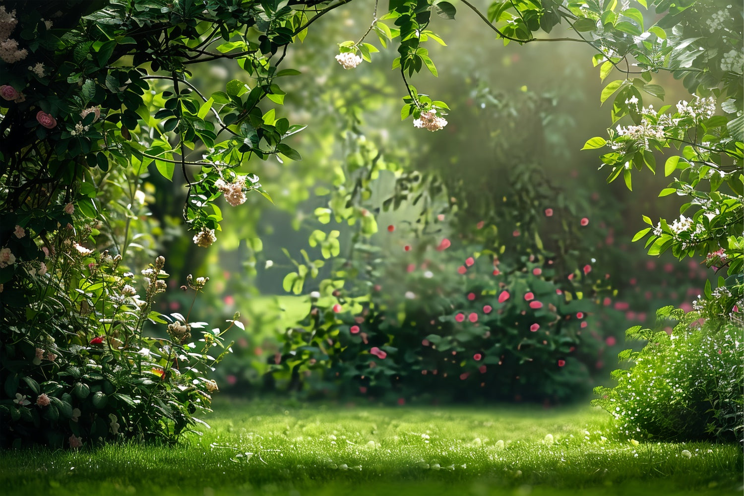 Haustier-Fotohintergrund Romantischer Gartenweg Blumenhintergrund LXX1-269
