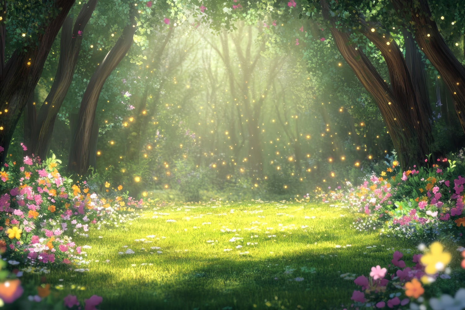 Haustier Fotografie Hintergrund Verträumter Wald Blumen Hintergrund LXX1-272