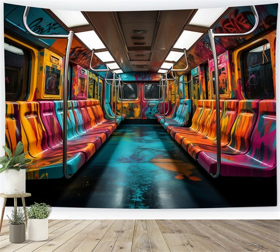 Backdrop Haustier Bunte U-Bahn Graffiti Kunst Hintergrund LXX1-287