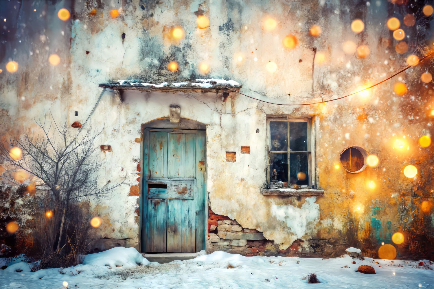 Haustier-Hintergrundkulisse Gemütlicher Schnee Rustikale Landhaus-Hintergrundkulisse LXX1-291