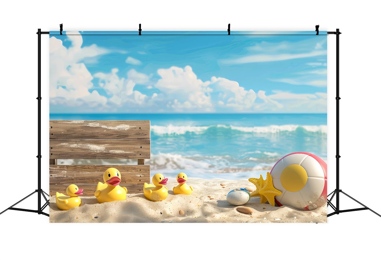 Haustier-Hintergrundbilder Sommer Strand Ente Familie Hintergrund LXX1-294