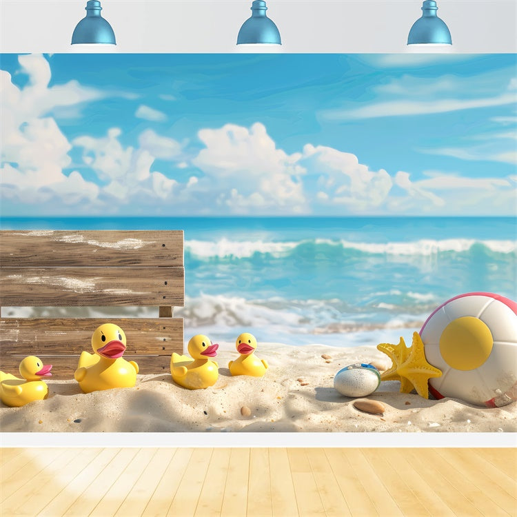 Haustier-Hintergrundbilder Sommer Strand Ente Familie Hintergrund LXX1-294