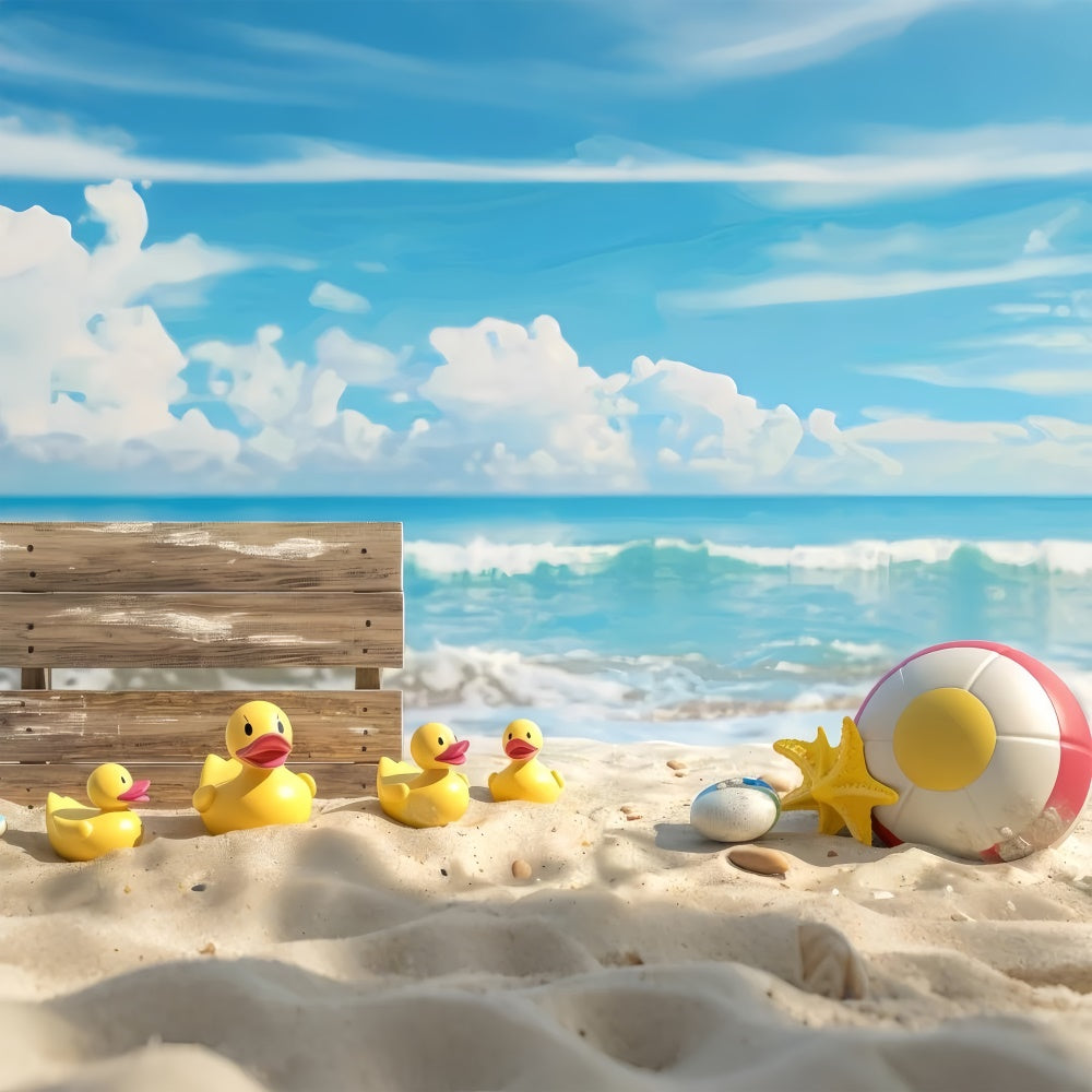 Haustier-Hintergrundbilder Sommer Strand Ente Familie Hintergrund LXX1-294
