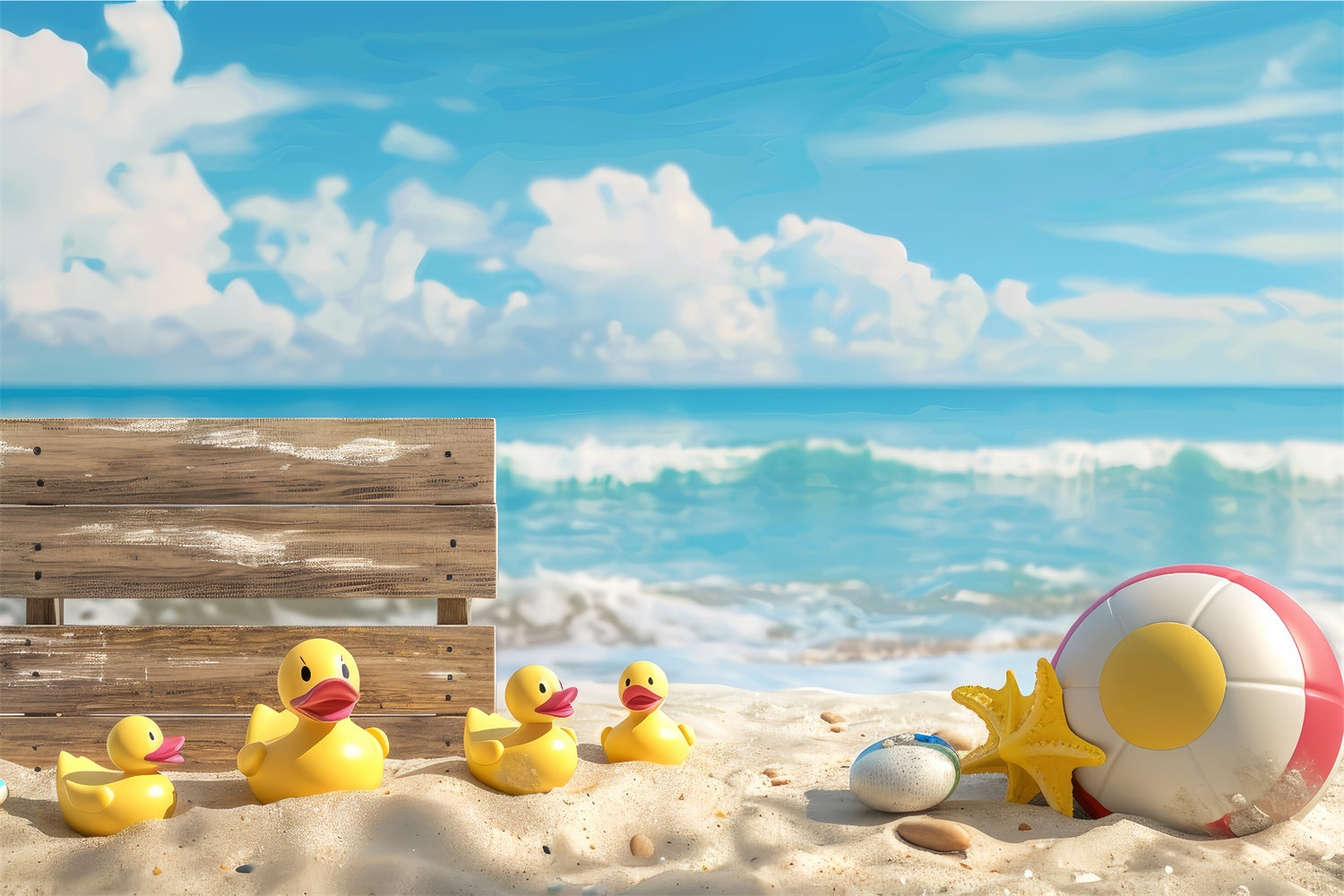 Haustier-Hintergrundbilder Sommer Strand Ente Familie Hintergrund LXX1-294