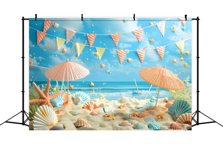 Haustier-Fotohintergrund Muscheln Strand Party Szenerie Hintergrund LXX1-295