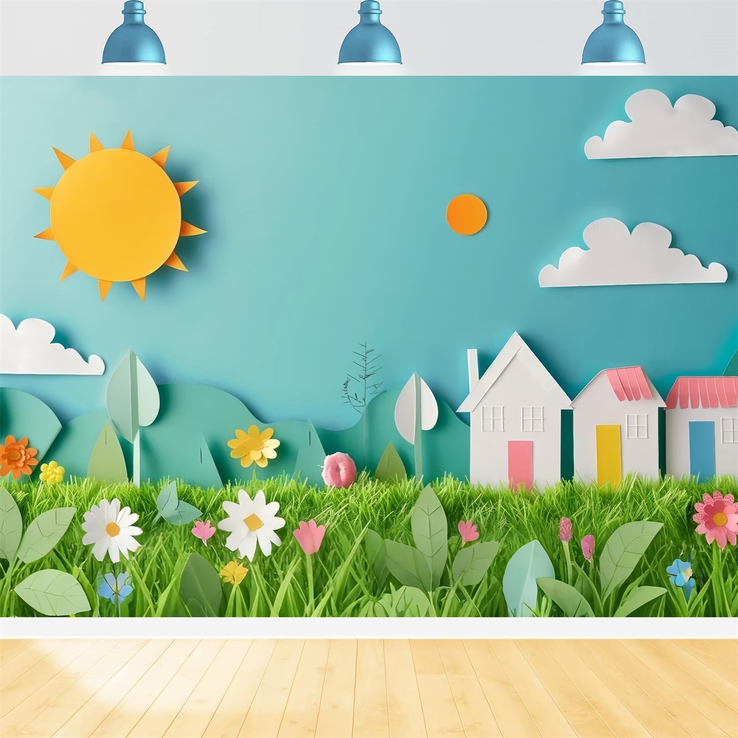 Pet Backdrop Floral Papierausschnitt Landschaft Backdrop LXX1-297