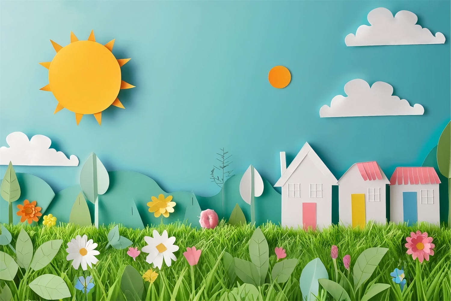 Pet Backdrop Floral Papierausschnitt Landschaft Backdrop LXX1-297