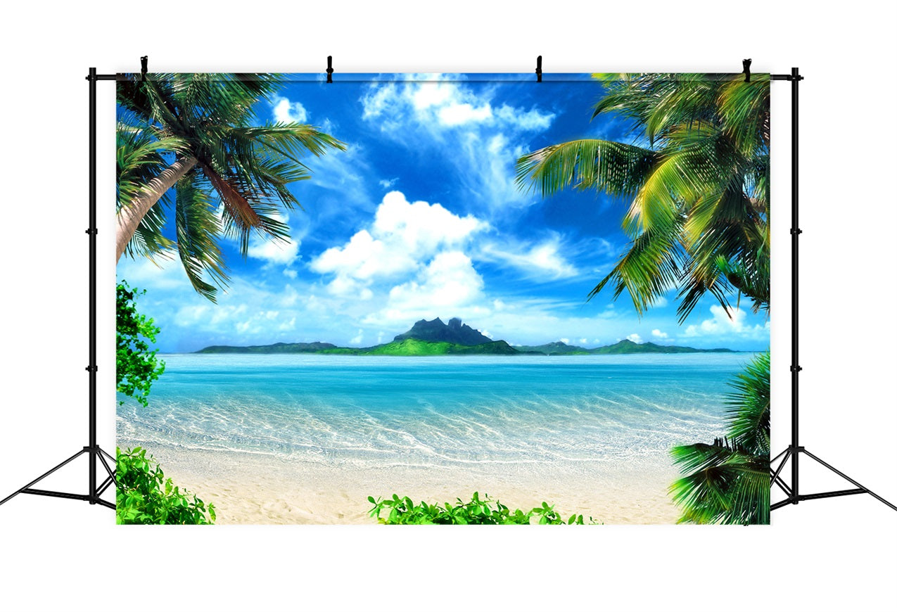 Fotografie Himmel Backdrop Serene Ocean Palm Trees Backdrop LXX1-305