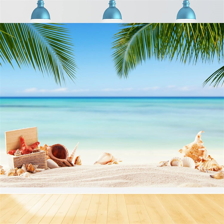 Himmel Fotografie Backdrop Tropische Muscheln Ruhiger Ozean Backdrop LXX1-308