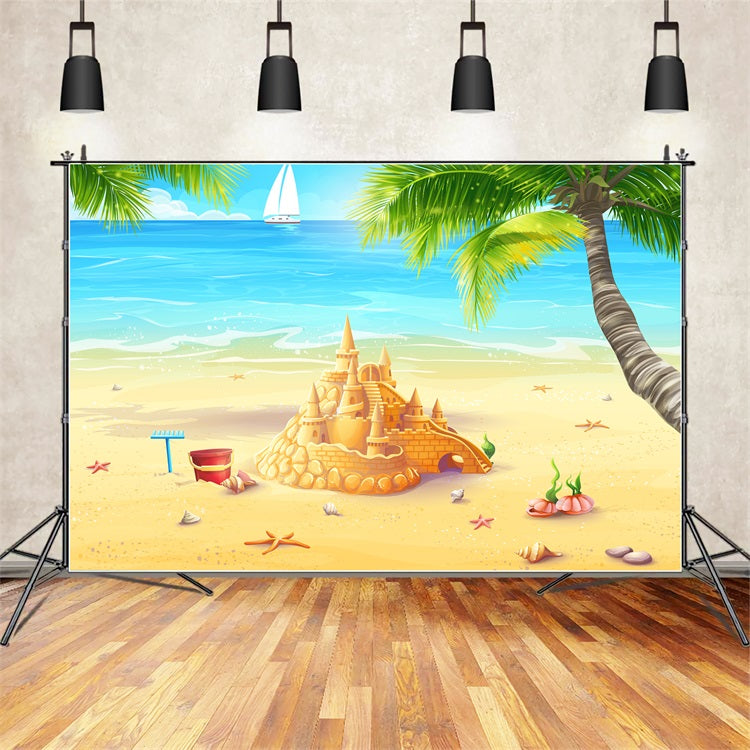 Ozean Himmel Backdrop Goldene Sandburg Sonniger Ozean Backdrop LXX1-309