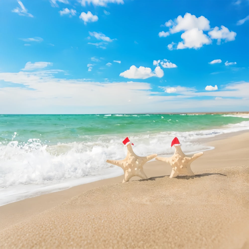 Himmel mit Wolken Backdrop Festlicher Strand Seestern Backdrop LXX1-314