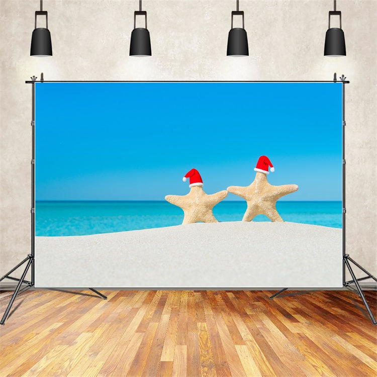Blauer Himmel Backdrop Warmer Sand Festlicher Seestern Backdrop LXX1-315
