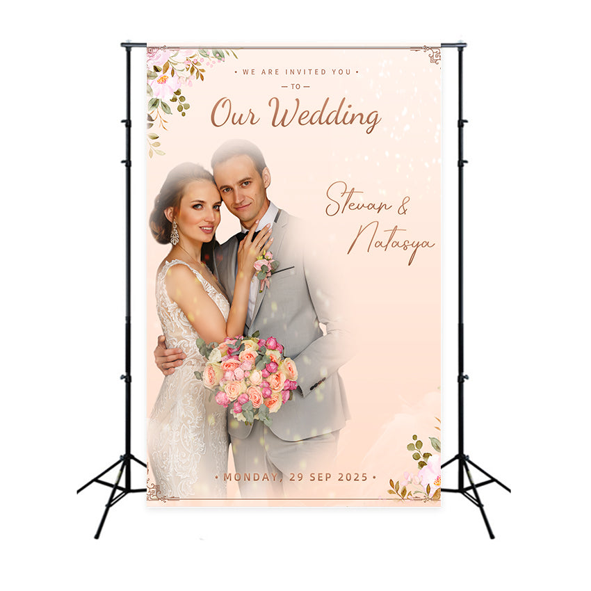 Benutzerdefinierte Hochzeit Backdrops Classic Floral Einladung Backdrop LXX2-127
