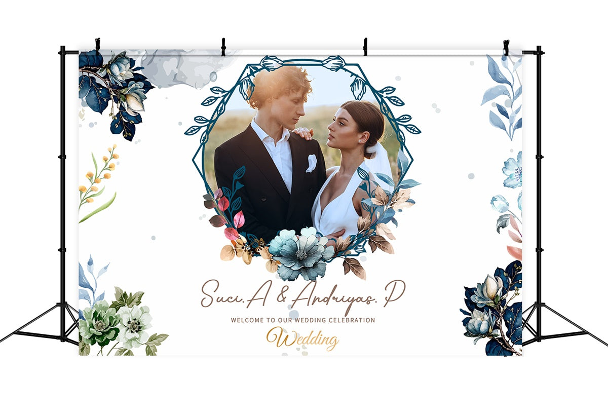 Personalisierter Hintergrund Hochzeit Zeitlos Romantisch Floral Hintergrund LXX2-137