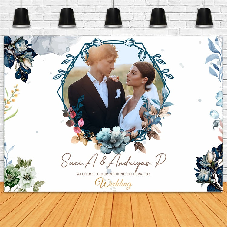 Personalisierter Hintergrund Hochzeit Zeitlos Romantisch Floral Hintergrund LXX2-137