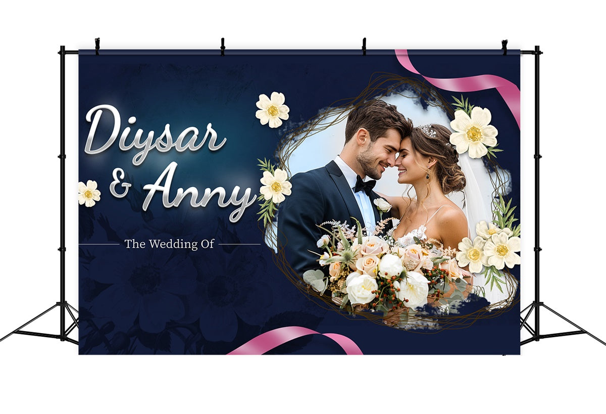 Individueller Hintergrund Hochzeit Eleganter blauer Blumenhintergrund für die Feier LXX2-139