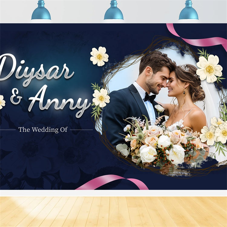 Individueller Hintergrund Hochzeit Eleganter blauer Blumenhintergrund für die Feier LXX2-139
