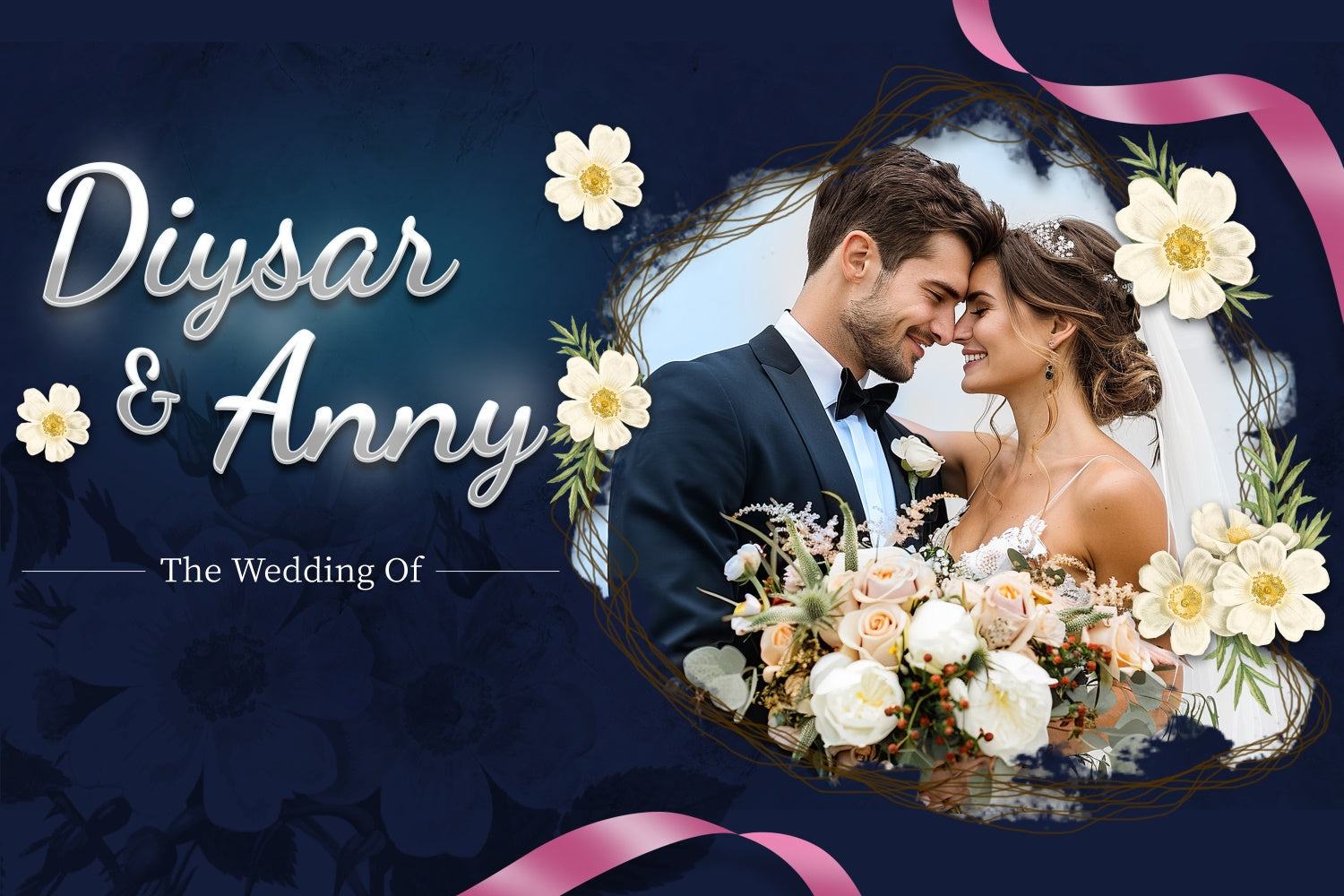 Individueller Hintergrund Hochzeit Eleganter blauer Blumenhintergrund für die Feier LXX2-139