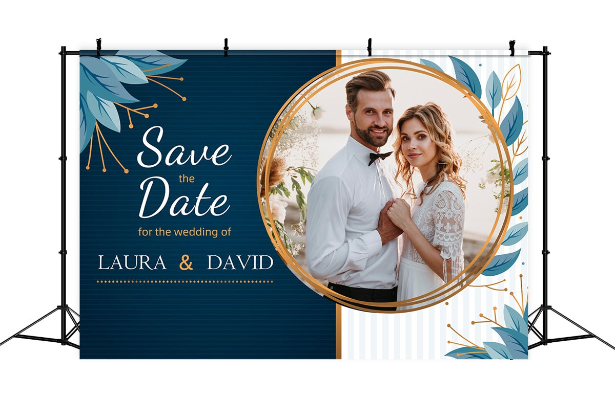 Individueller Hintergrund für die Hochzeit Klassisch Gold Blau Bliss Hintergrund LXX2-144