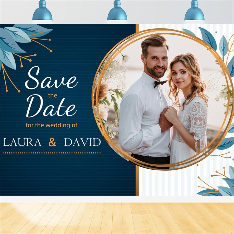 Individueller Hintergrund für die Hochzeit Klassisch Gold Blau Bliss Hintergrund LXX2-144