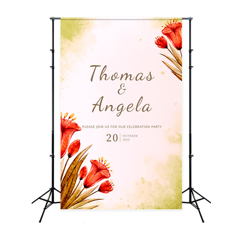 Custom Backdrop für Hochzeit Vibrant Aquarell Blumen Hintergrund LXX2-168