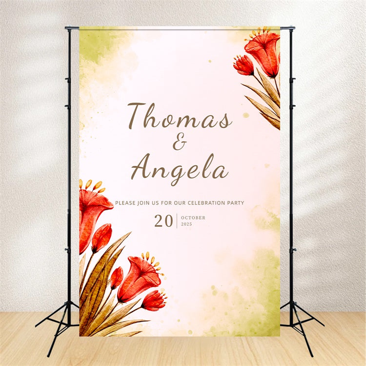 Custom Backdrop für Hochzeit Vibrant Aquarell Blumen Hintergrund LXX2-168
