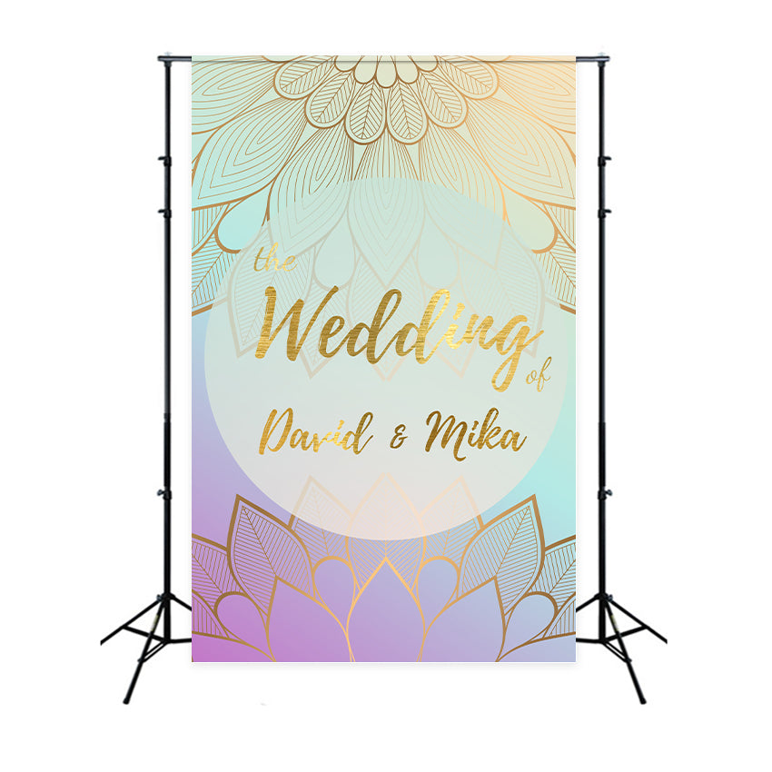 Custom Backdrop Hochzeit Golden Mandala Einladungskarte Hintergrund LXX2-175
