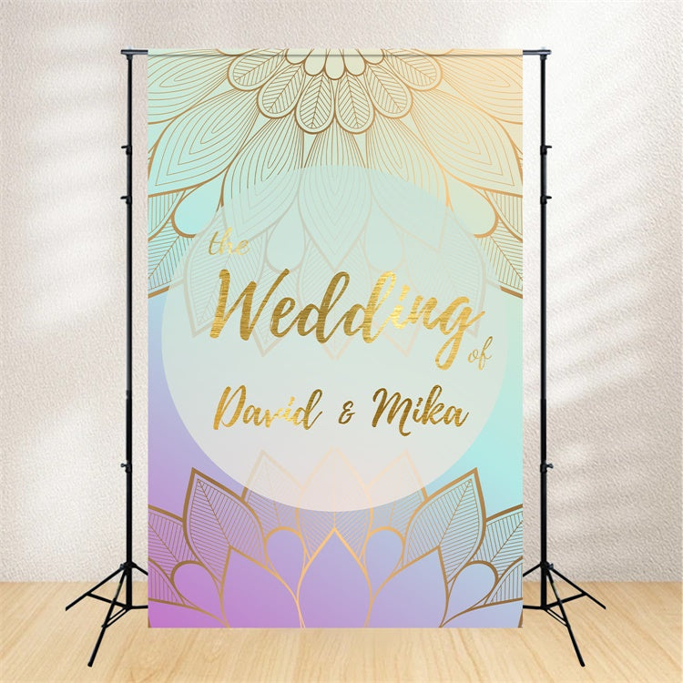 Custom Backdrop Hochzeit Golden Mandala Einladungskarte Hintergrund LXX2-175