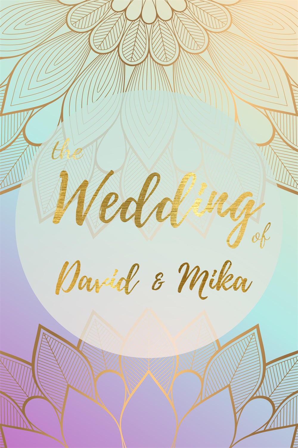 Custom Backdrop Hochzeit Golden Mandala Einladungskarte Hintergrund LXX2-175