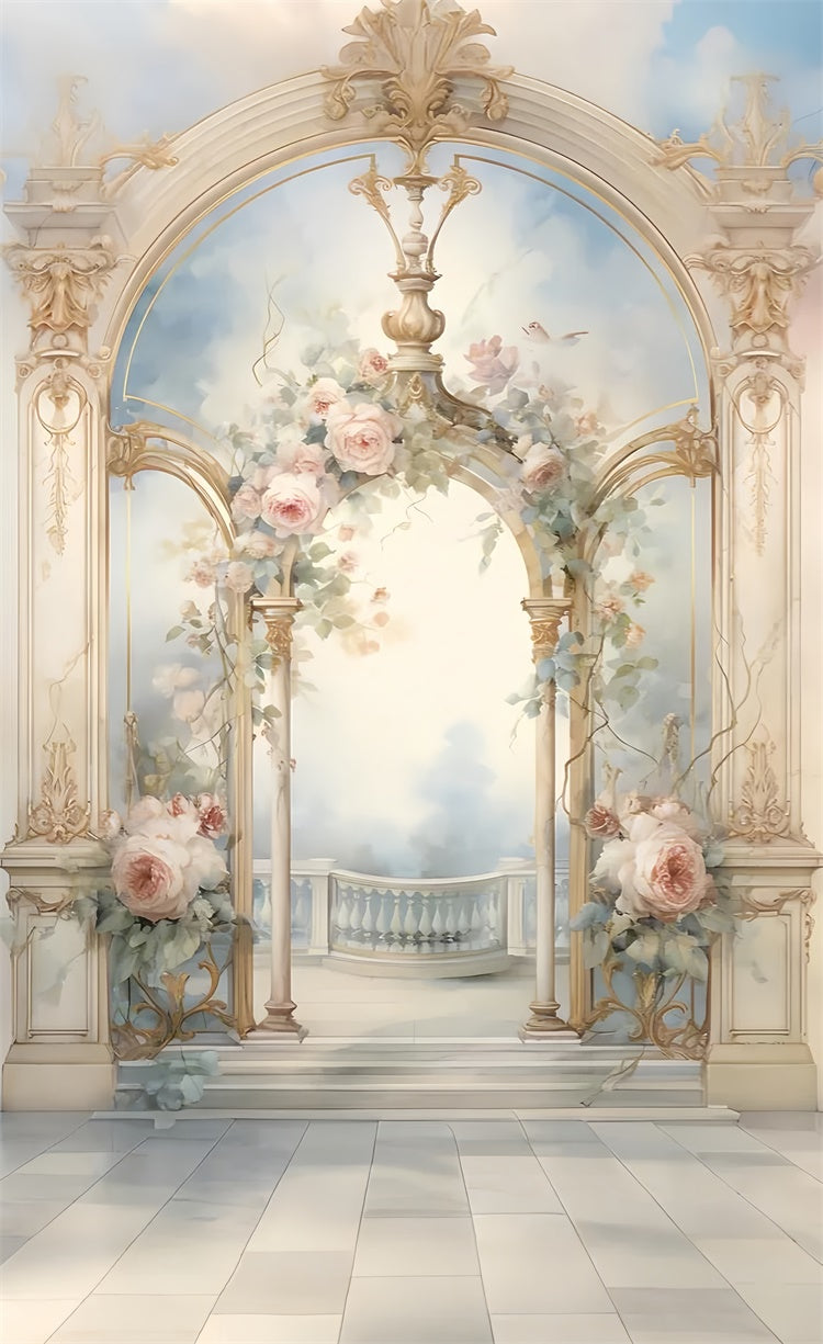 Backdrops Fine Art Königlicher Bogen Elegante Rose Sweep Backdrop LXX2-263