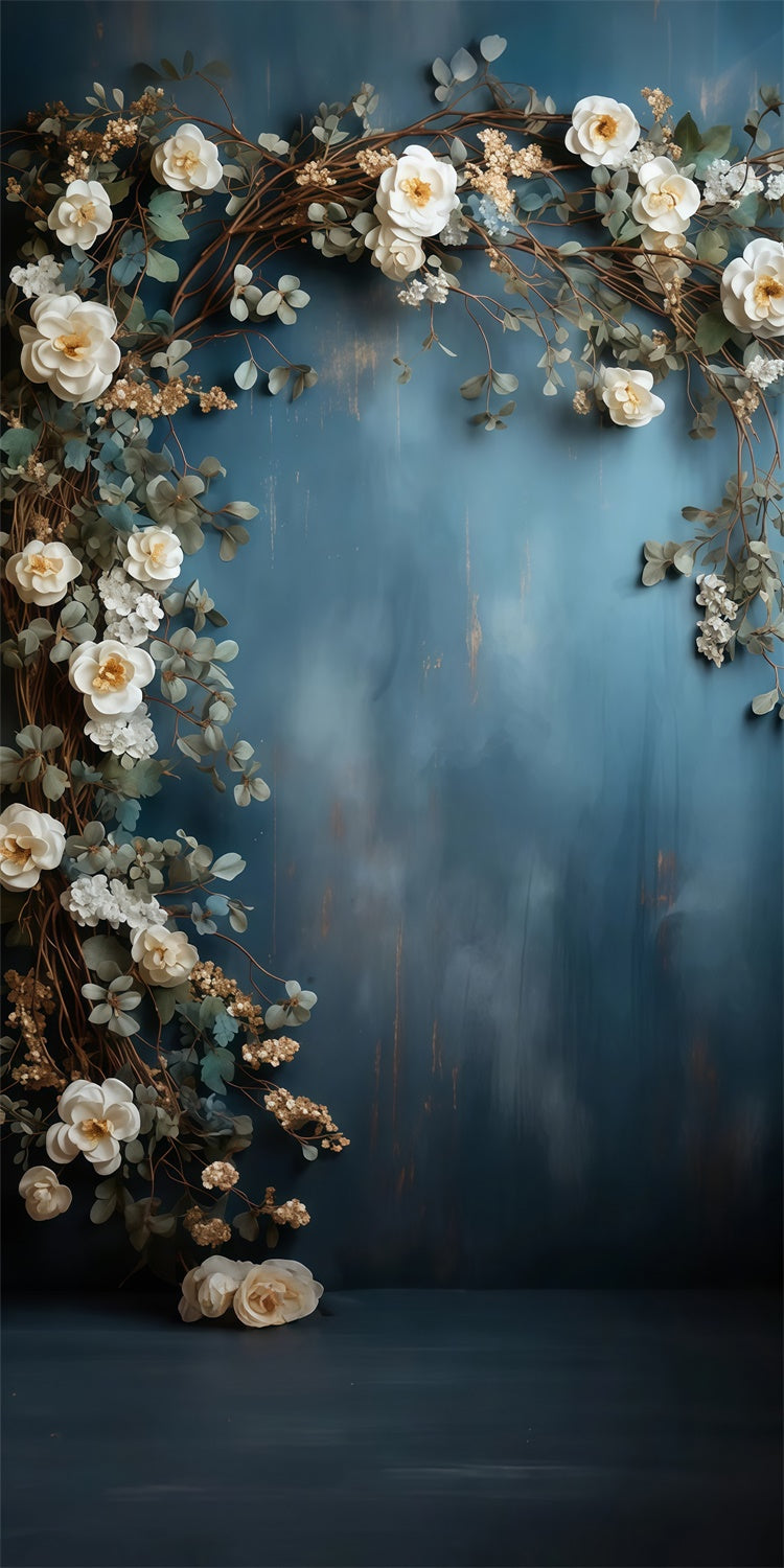 Künstlerische Backdrops Vintage Blue Floral Arch Sweep Backdrop LXX2-265