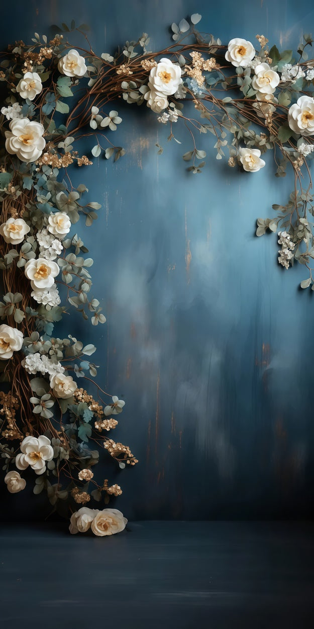 Künstlerische Backdrops Vintage Blue Floral Arch Sweep Backdrop LXX2-265